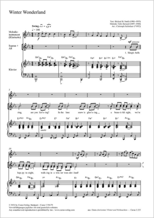 Winter Wonderland Coro SS, Pfte, Melodieinstr Partitur