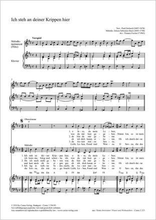 Ich steh an deiner Krippen hier Coro 2stg, Pfte, Melodieinstr (Fl) Partitur