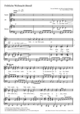 Frhliche Weihnacht berall Coro SA, Pfte Partitur
