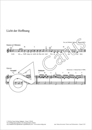 Licht der Hoffnung 2stg Kinderchor, Pfte Partitur