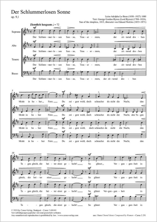 Der Schlummerlosen Sonne Coro SATB Partitur