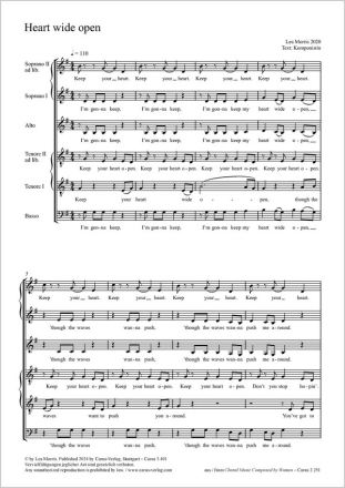 Heart wide open Coro SATB, ad lib S II und T II Partitur