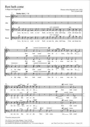 Rest hath come Coro SATB, [Pfte colla parte] Partitur