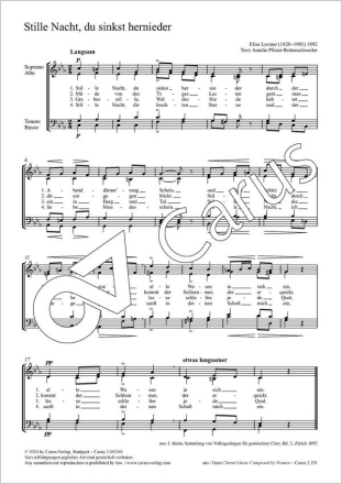 Stille Nacht, du sinkst hernieder Coro SATB Partitur