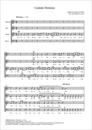 Cantate Domino Coro SATB (divisi) Partitur