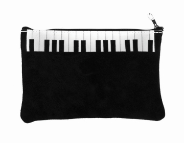 Stiftetui 'Keyboard' Black/White Italian Suede