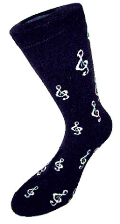 Socks 'Treble Clefs' black/white One Size 6-11 1 pair
