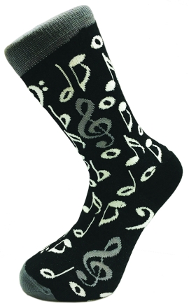 Socks 'Music Notation' grey/white  One Size 6-11 1 pair
