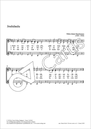 Joululaulu Coro SSA Partitur