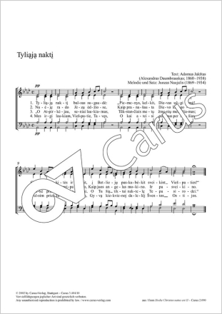 Tyliaja nakti Coro SATB Partitur