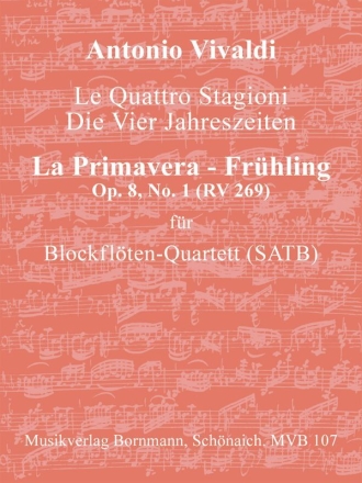 Konzert op.8,1 RV269 Der Frhling aus Die vier Jahreszeiten fr 4 Blockflten (AATB) Partitur