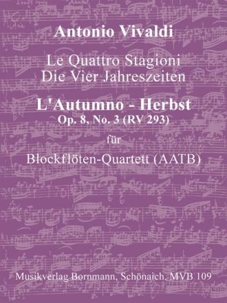 Konzert op.8,3 RV293 Der Herbst  fr 4 Blockflten (AATB) Partitur