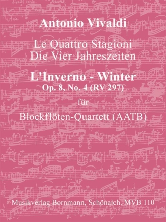 Konzert op.8,4 RV297 Der Winter aus Die vier Jahreszeiten fr 4 Blockflten (AATB) Partitur