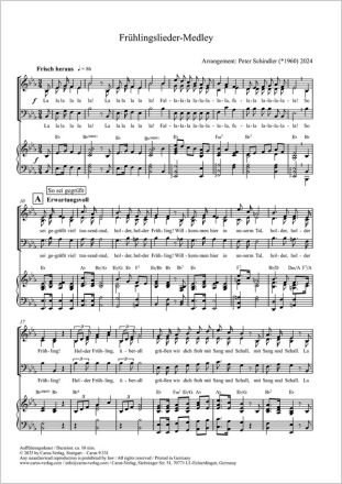 Frhlingslieder-Medley Chor SABar, Pfte Partitur