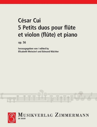 5 Petits duos pour flte et violon (flte) et piano 56 fr Flte und Violine (Flte) und Klavier Partitur und Stimmen