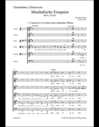 Musikalische Exequien SWV 279-281 fr Soli, gem Chor und Bc Chorpartitur, Urtextausgabe