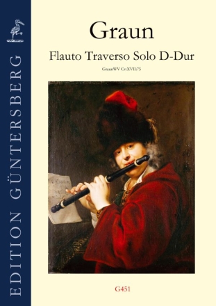 Flauto Traverso Solo D-Dur Graun WV Cv:XVII:75 fr Violine, Viola da gamba und Violoncello/Bass Partitur und Stimmen