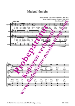 Maienblmlein fr gem Chor a cappella Chorpartitur