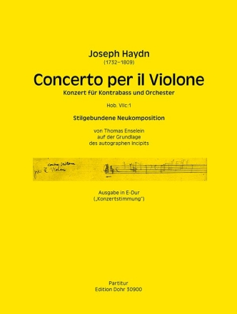 Concerto per il Violone Hob.VIIc:1 (Ausgabe in E-Dur) fr Kontrabass und Orchester Partitur (Ausgabe in E-Dur 