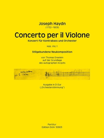 Concerto per il Violone Hob.VIIc:1 (Ausgabe in D-Dur) fr Kontrabass und Orchester Partitur (Ausgabe in D-Dur 