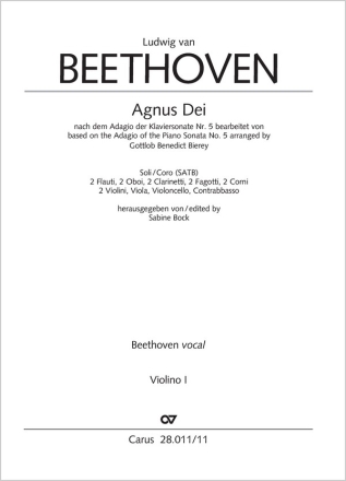 Agnus Dei Soli/Coro SATB, 2 Fl, 2 Ob, 2 Clt, 2 Fg, 2 Cor, 2 Vl, Va, Vc, Cb Einzelstimme, Violine 1