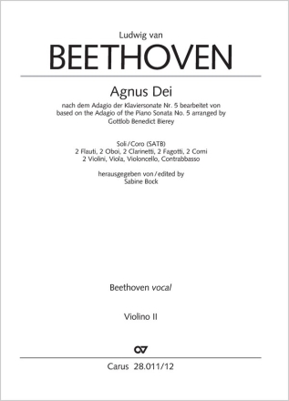 Agnus Dei Soli/Coro SATB, 2 Fl, 2 Ob, 2 Clt, 2 Fg, 2 Cor, 2 Vl, Va, Vc, Cb Einzelstimme, Violine 2