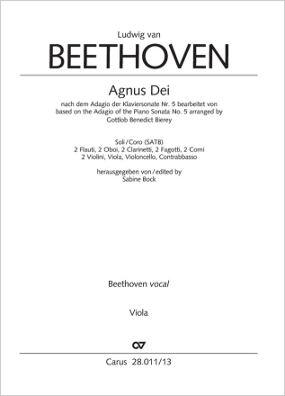 Agnus Dei Soli/Coro SATB, 2 Fl, 2 Ob, 2 Clt, 2 Fg, 2 Cor, 2 Vl, Va, Vc, Cb Einzelstimme, Viola