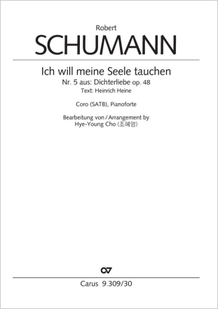 Ich will meine Seele tauchen Coro SATB, Pfte Partitur