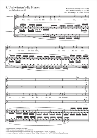 Und wsstens die Blumen [Solo T], Coro SATB, Pfte Partitur