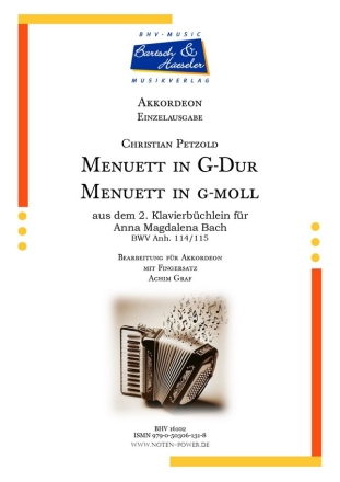 Menuett in G-Dur und Menuett in g-Moll fr Akkordeon mit Fingersatz