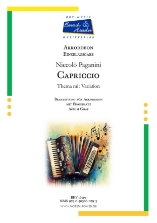 Capriccio (Thema mit Variationen) fr Akkordeon mit Fingersatz