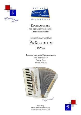 Prludium BWV 999 fr Akkordeon mit Fingersatz