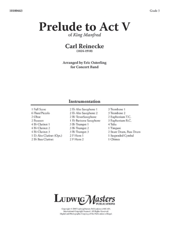 King Manfred: Prelude to Act V (c/b sc) Symphonic wind band
