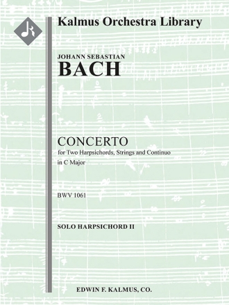 Concerto 2 Harpsichords in C (2nd pt) String Orchestra