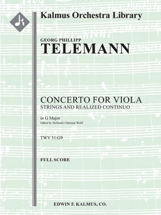 Concerto for Viola in G (s/o sc) Full Orchestra