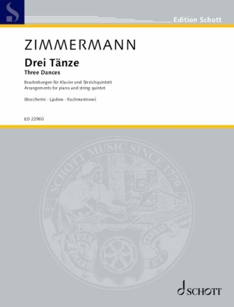 Drei Tnze fr 2 Violinen, Viola, Violoncello, Kontrabass und Klavier Partitur und Stimmen
