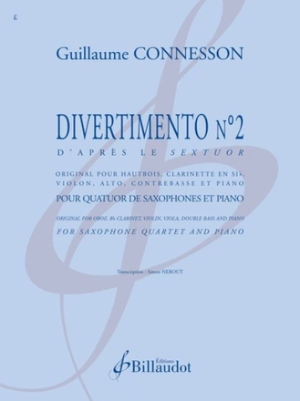 Divertimento No.2 d'aprs le Sextuor pour quatuor de saxophones et piano partition et parties