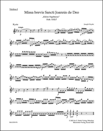 Missa brevis Sancti Joannis Hob. XXII:7 'Kleine Orgelmesse'  1. Violine
