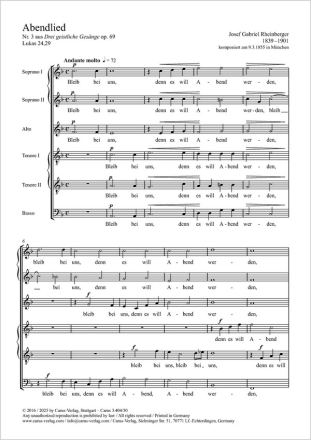 Abendlied Coro SSATTB Partitur