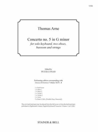 Concerto no. 5 in G minor. Score and Parts Solo Organ and Strings