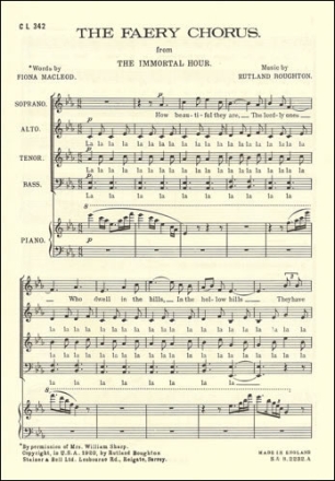 Faery Chorus from The Immortal Hour SATB & Piano
