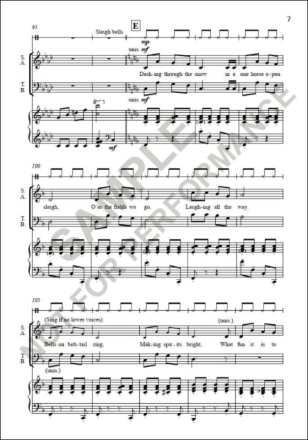 Jingle Bells (upper or mixed voices). Vsc SATB or Upper Voices and Piano or Brass Quintet or Orchestra