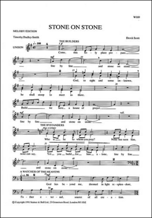 Stone on Stone SATB, B and T soli, speakers and organ
