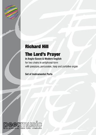 The Lord's Prayer (in Anglo-Saxon & Modern English) for 2 choirs in antiphonal form with panpipes, perc., harp and portative organ instrumental parts