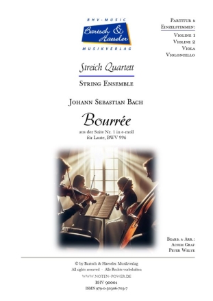 Bourre a-Moll BWV 996 fr Streichquartett Partitur und Stimmen