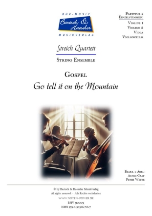 Go tell it on the Mountain (Gospel) fr Streichquartett Partitur und Stimmen