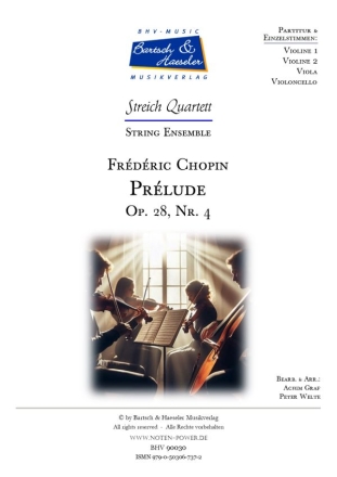 Prlude op.28 no.4 fr Streichquartett Partitur und Stimmen