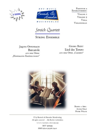 2 Streichquartette von Offenbach und Bizet fr Streichquartett Partitur und Stimmen