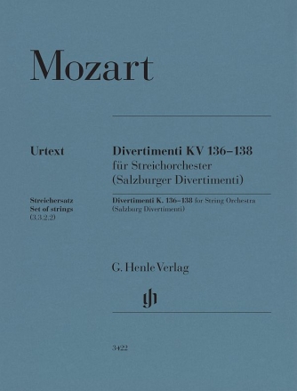 Divertimenti KV136-138 (Salzburger Divertimenti) fr Streichorchester Streichersatz