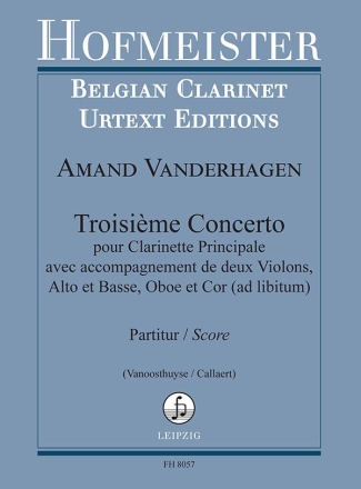 Troisime Concerto fr Klarinette princ., 2 Violinen, Viola, Bass (Oboe, Hrn ad lib.) Partitur
